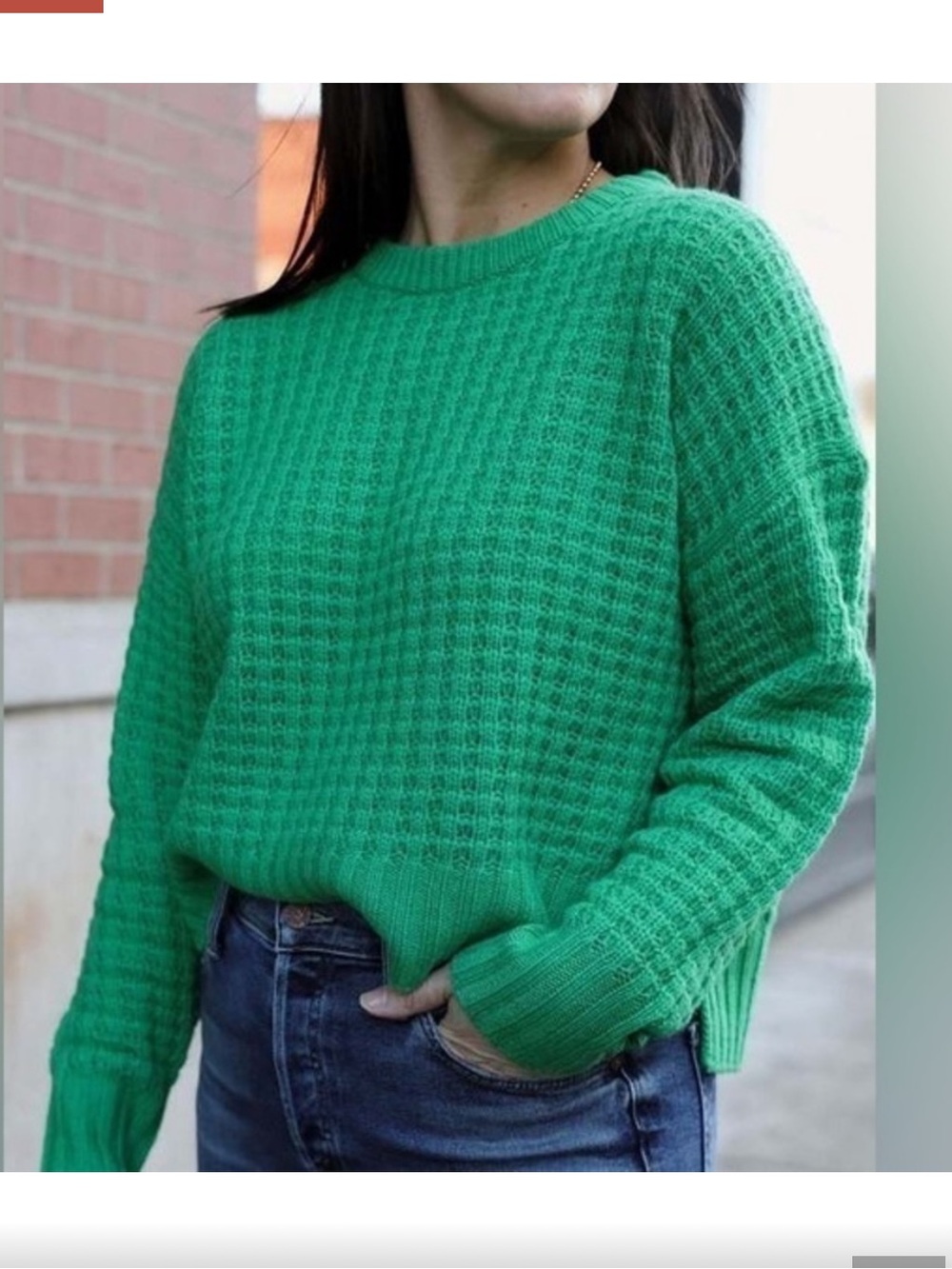 360 cashmere cropped chunky knit sweater green XS